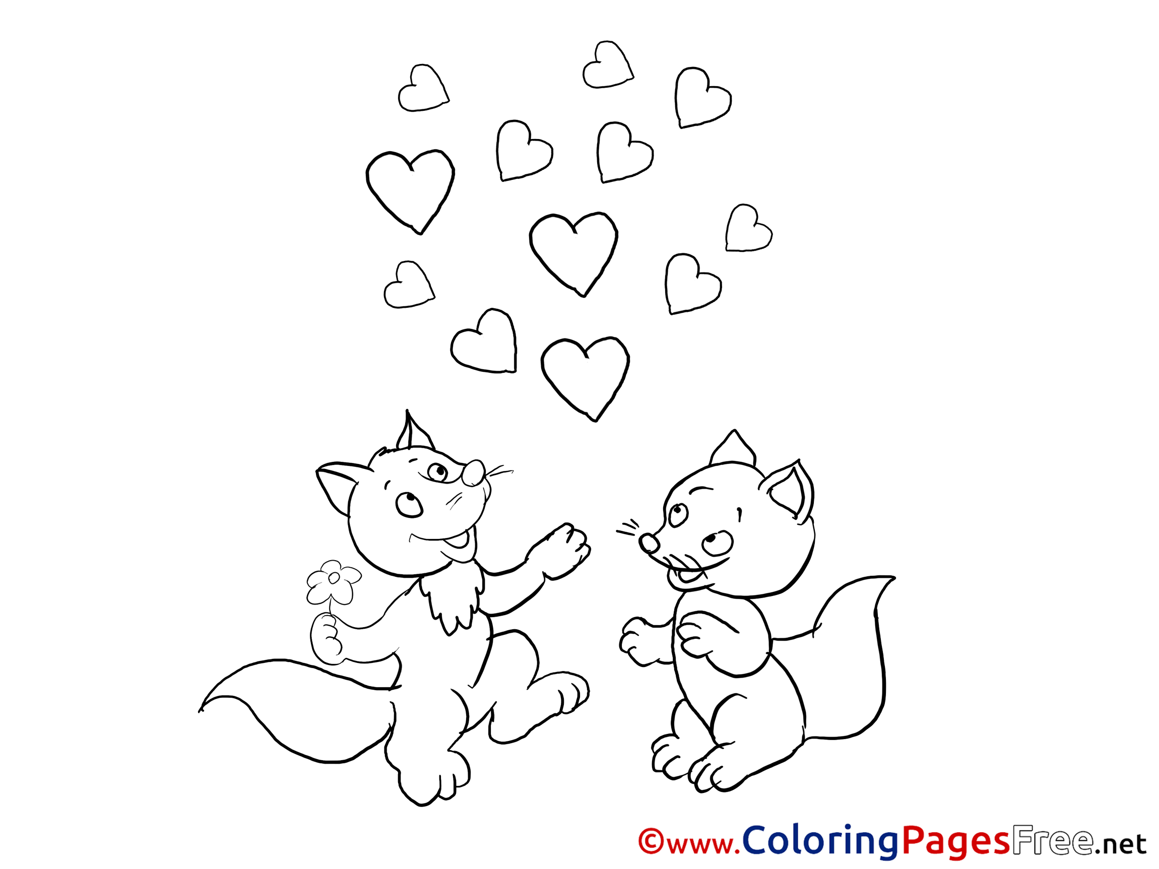 Foxes Hearts Coloring Pages Valentine 39 s Day For Free