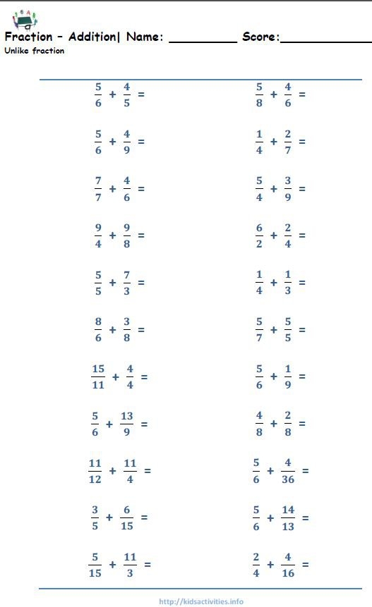 Fraction For 5th Grade Free Worksheets Samples