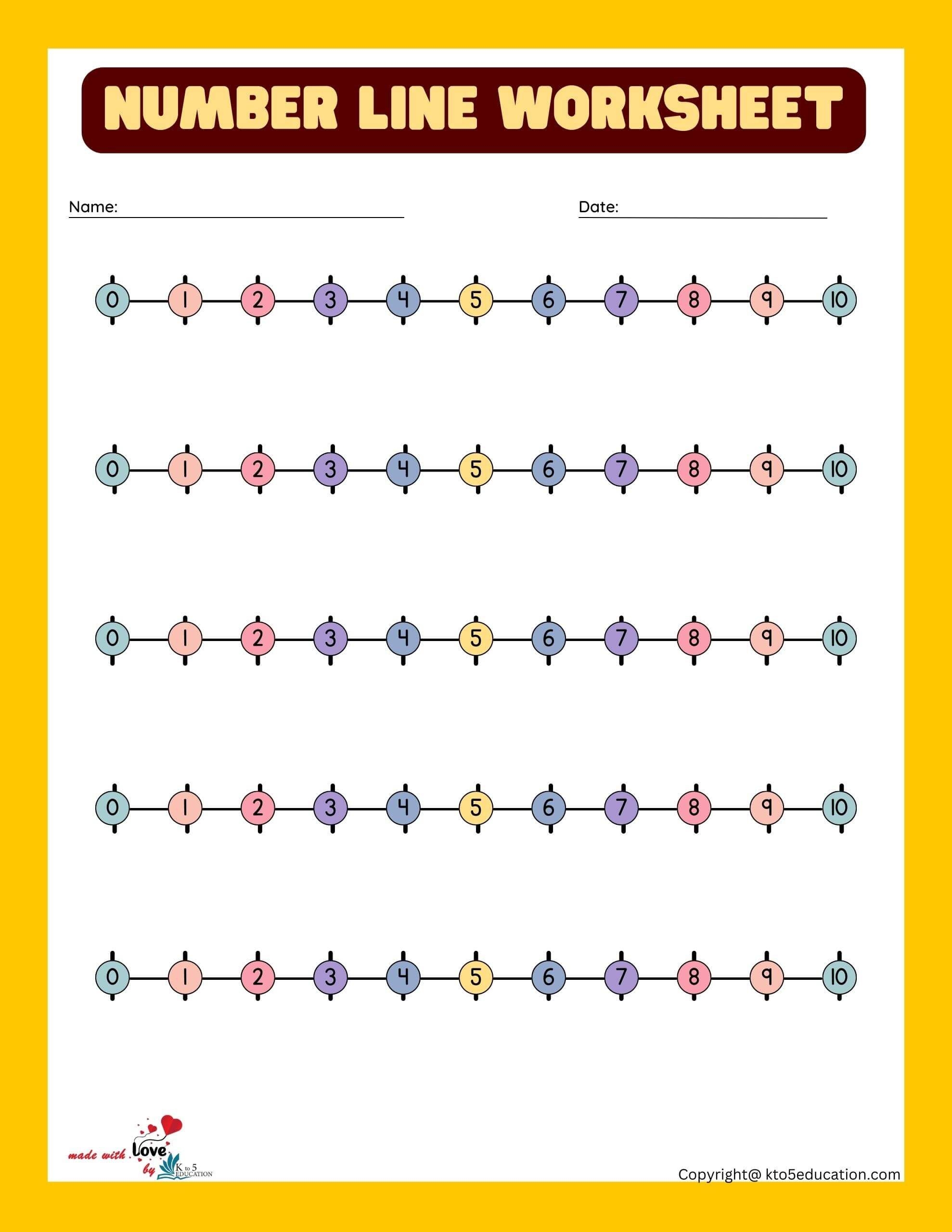 Fraction Number Lines Worksheet