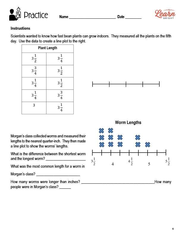 line plots worksheets
