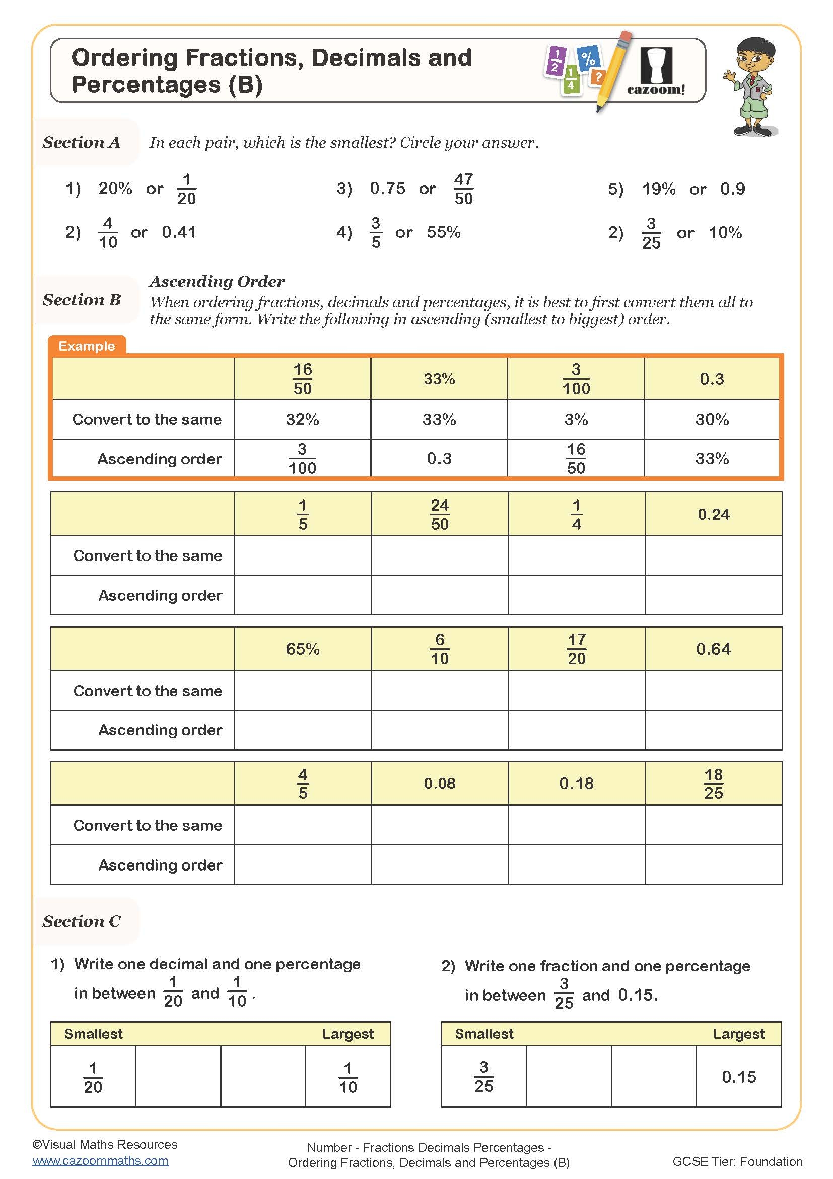 Fractions Decimals Worksheet Worksheets For Kindergarten