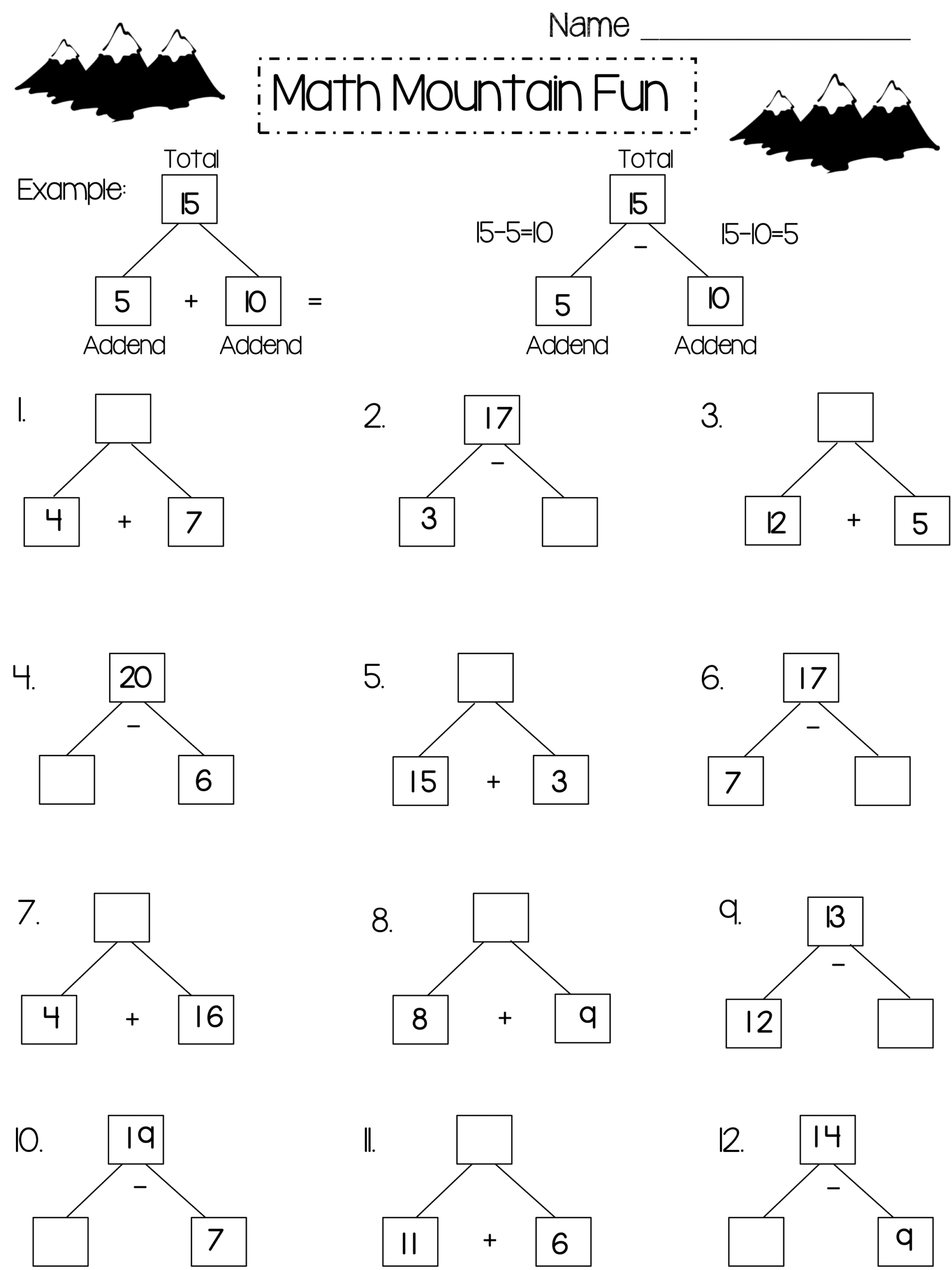 math 1st grade worksheets