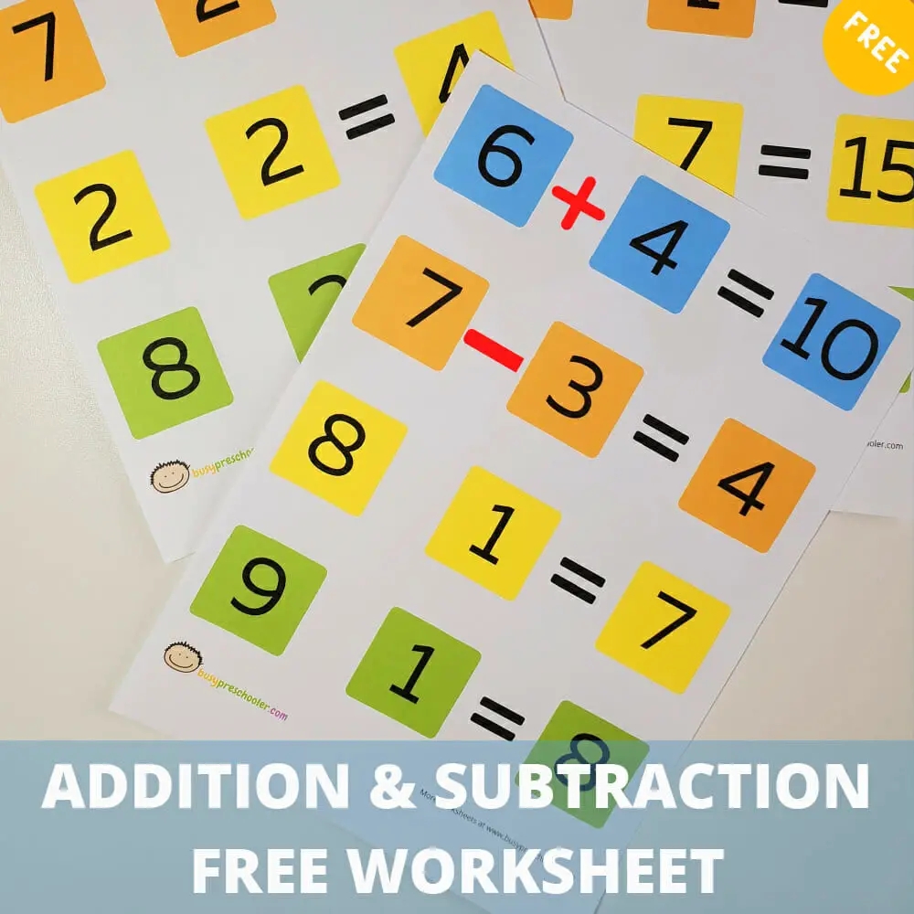 FREE ADDITION SUBTRACTION WORKSHEETS BusyPreschooler