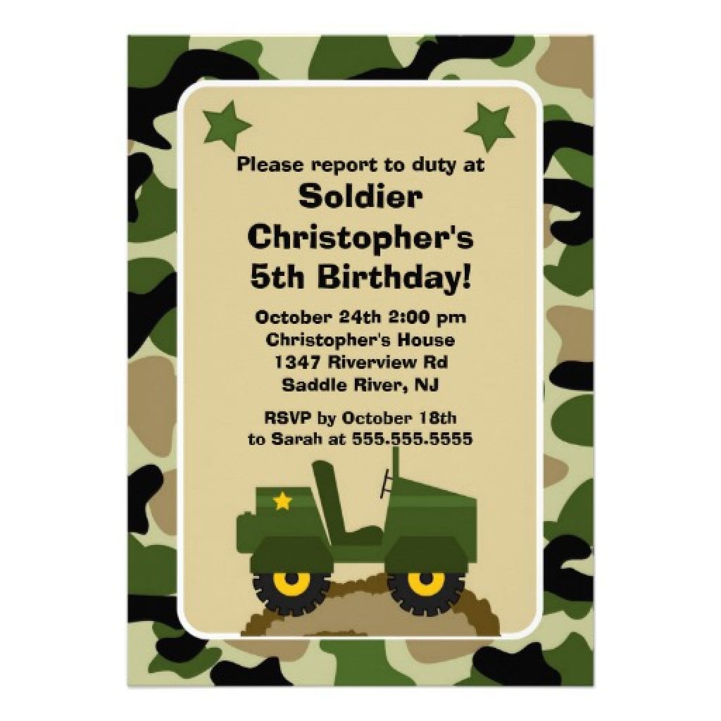 free army birthday party invitation template