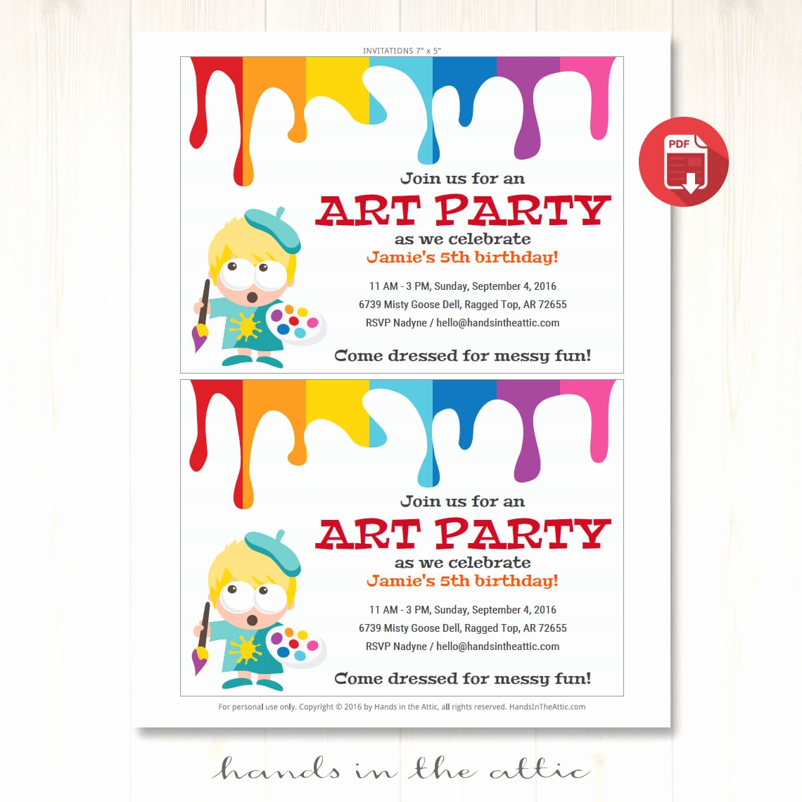 Free Art Party Invitation Templates Collegio Sanlorenzo Template