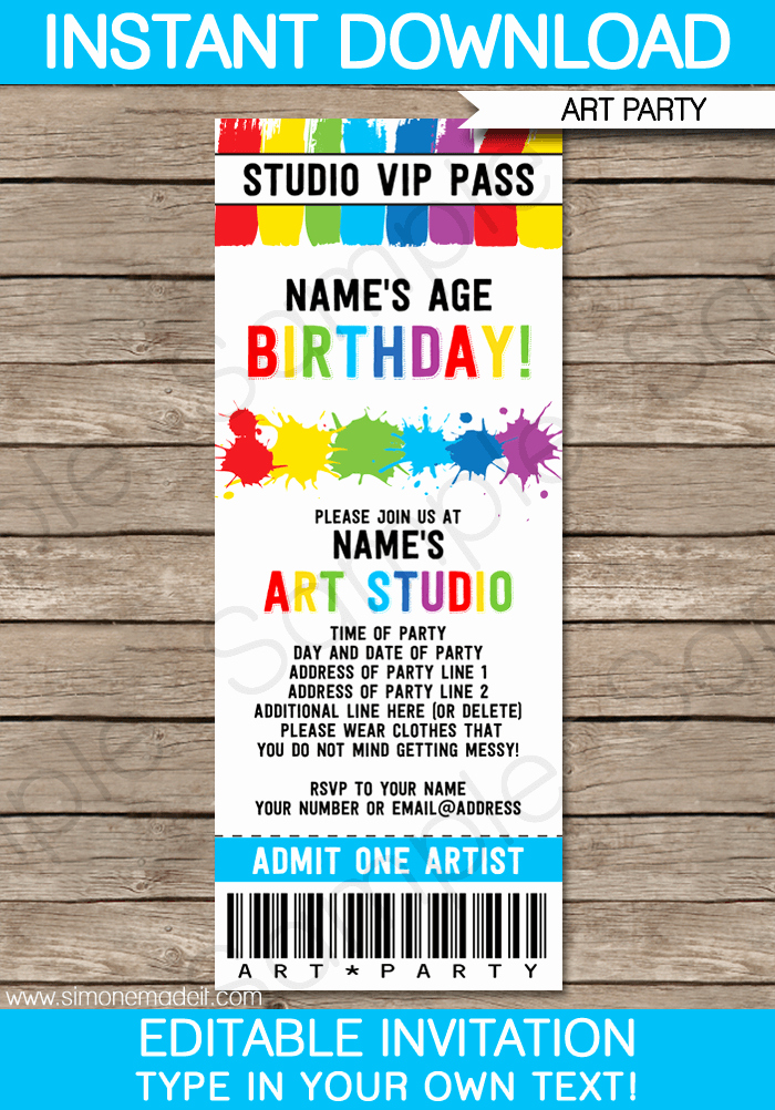 Free Art Party Invitation Templates Collegio Sanlorenzo Template