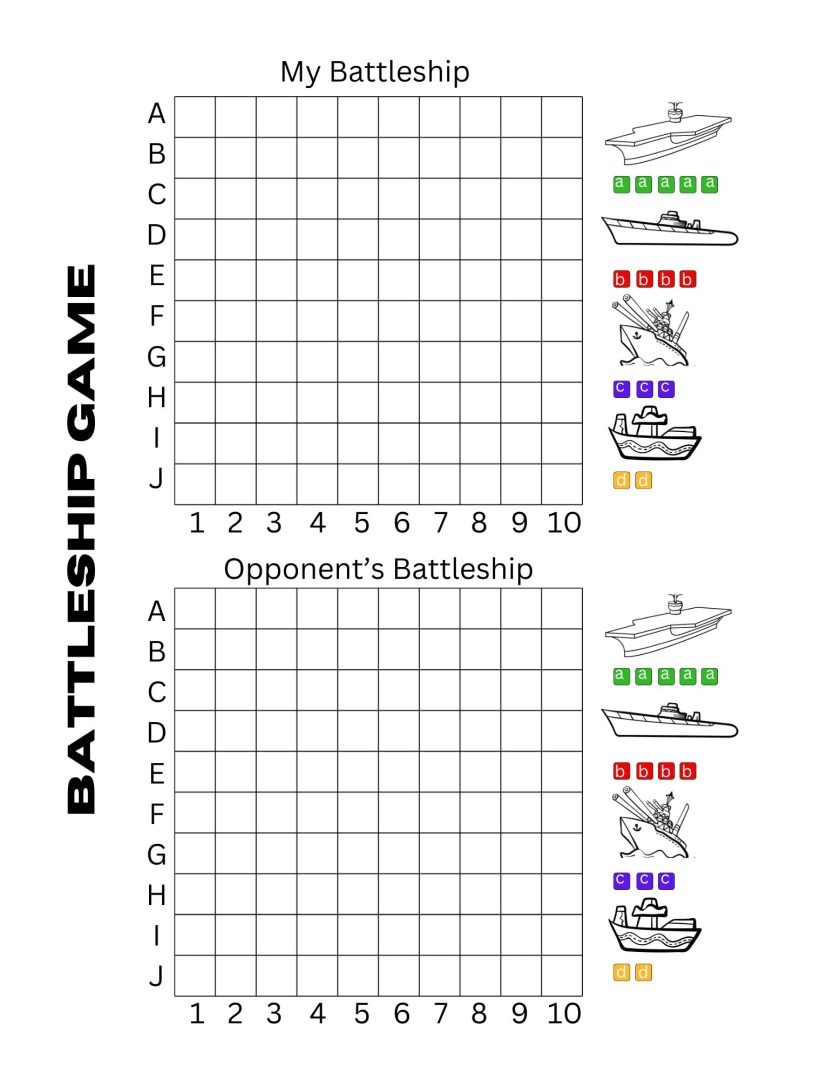 Free Battleship Printable Game Board For Kids Paper Sheets Happy 