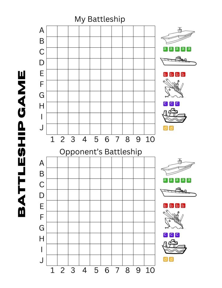 printable battleship game board
