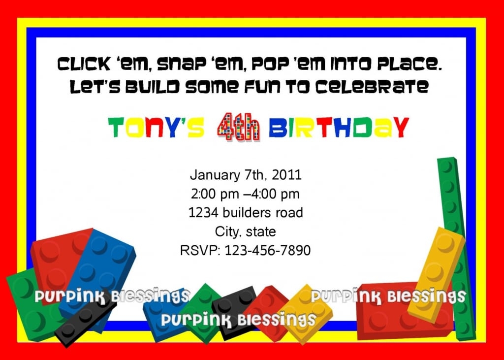 Free Birthday Lego Invitation Templates