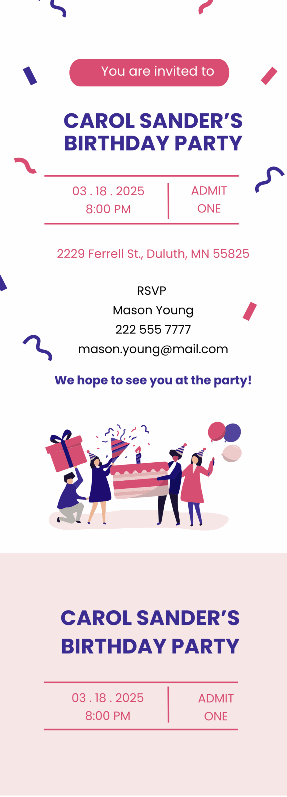 Free Birthday Party Ticket Invitation Template To Edit Online
