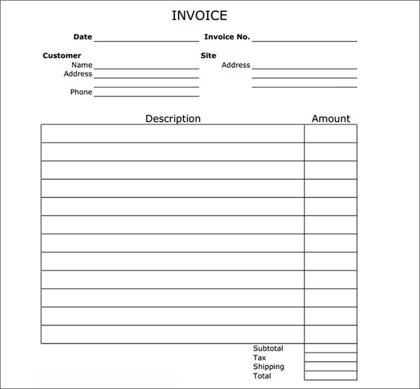 free blank invoice template printable