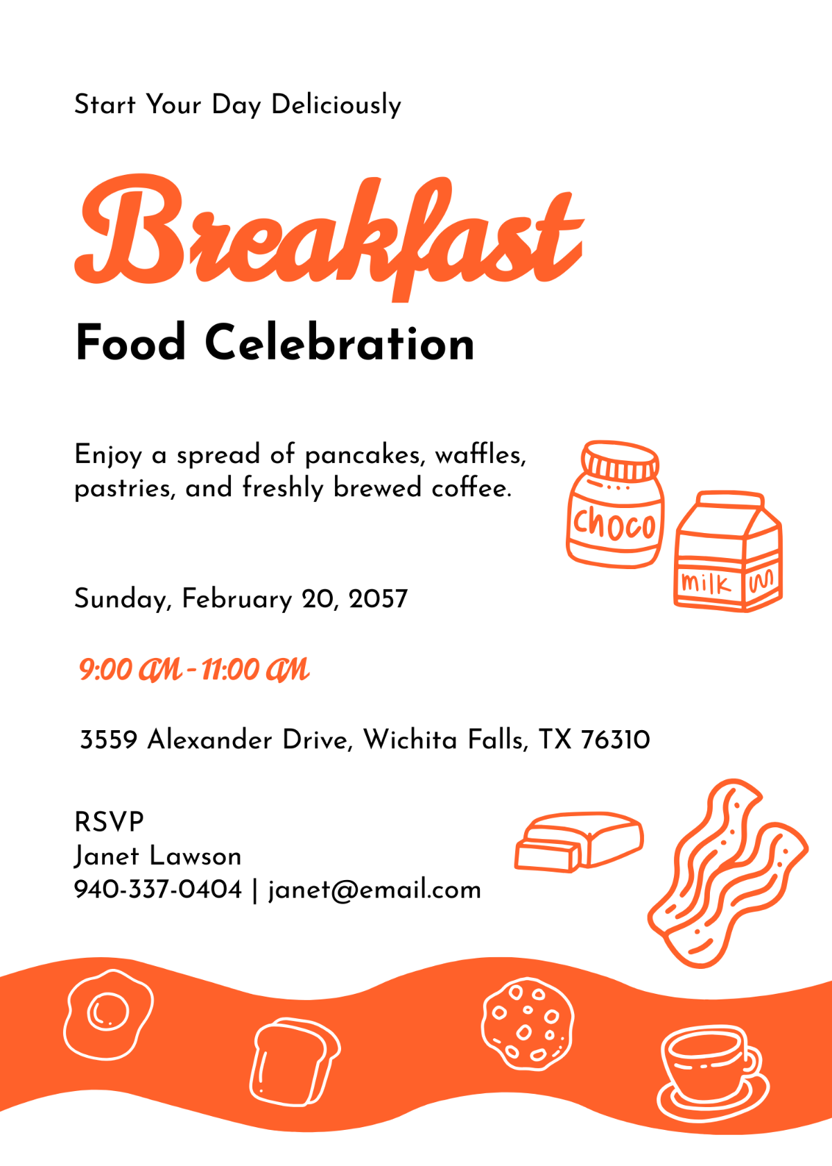 Free Breakfast Food Invitation Template To Edit Online