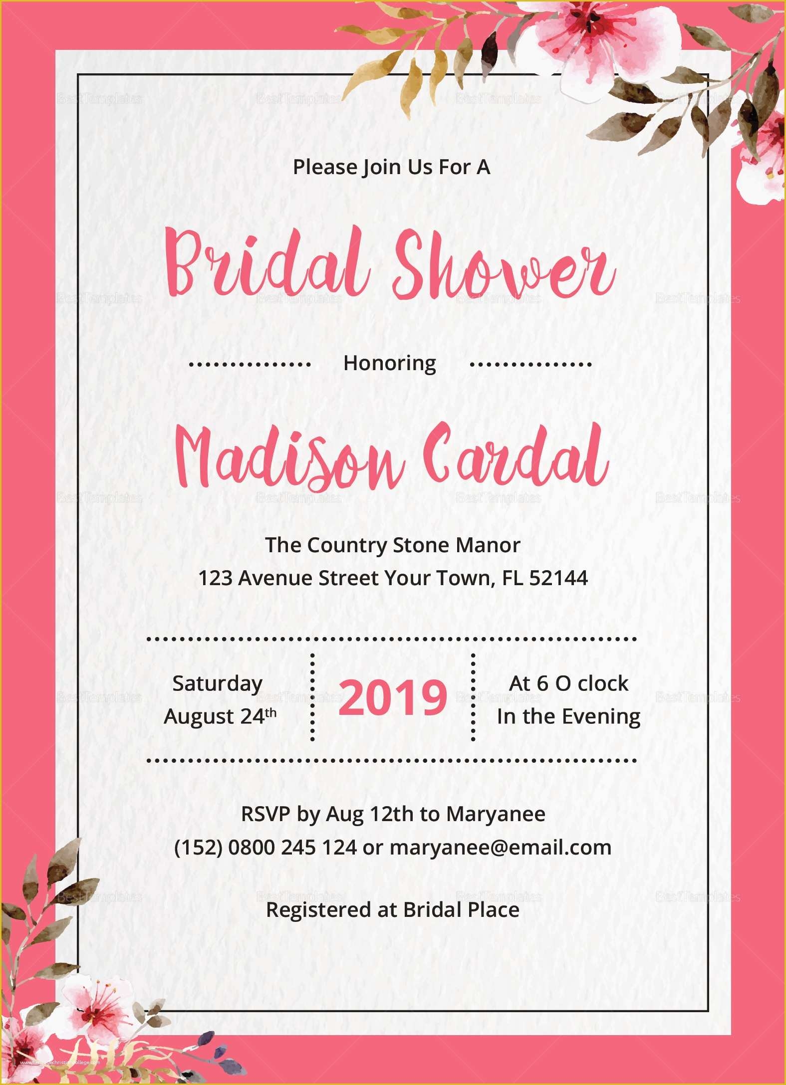 fall bridal shower invitation templates