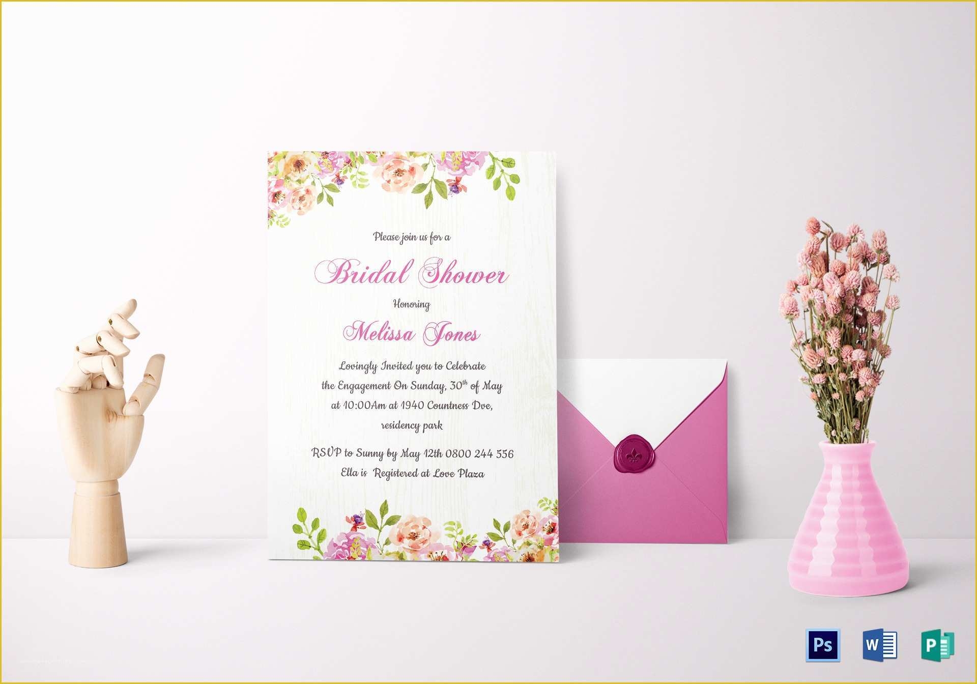 Free Bridal Shower Invitation Templates Photoshop Of Floral Bridal 
