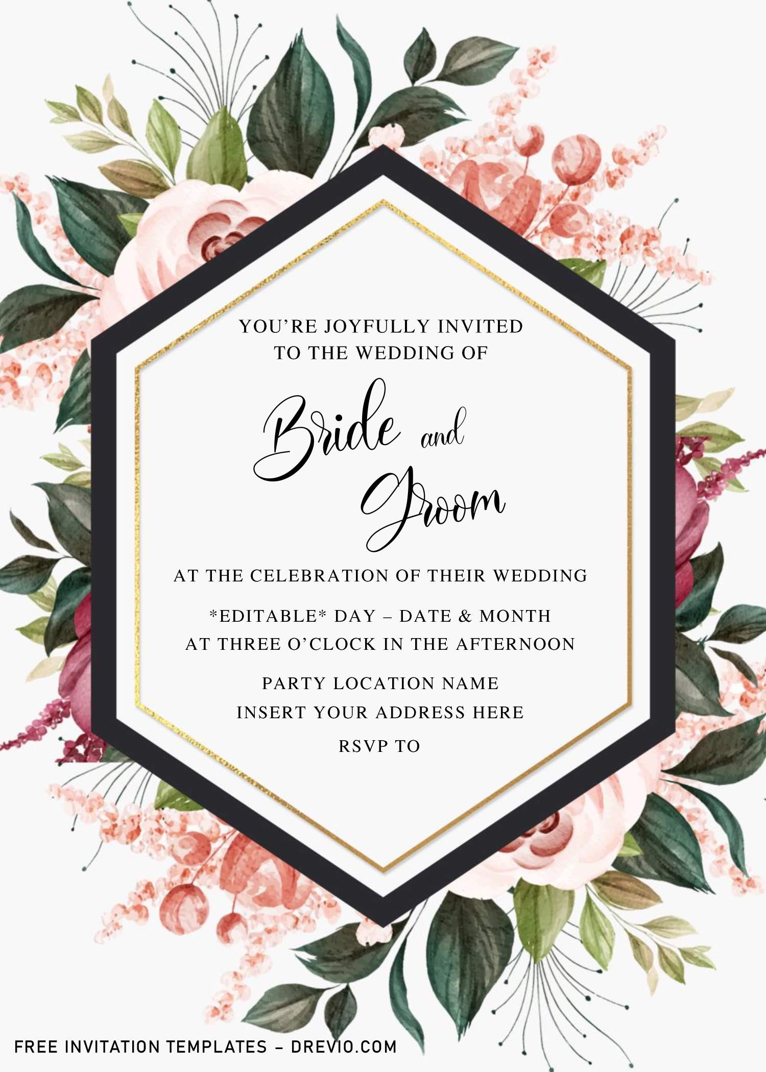 floral wedding invitation templates free