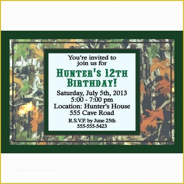 free camo birthday invitation templates