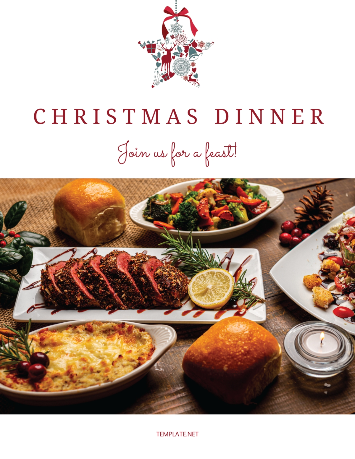 Free Christmas Dinner Invitation Flyer Template To Edit Online