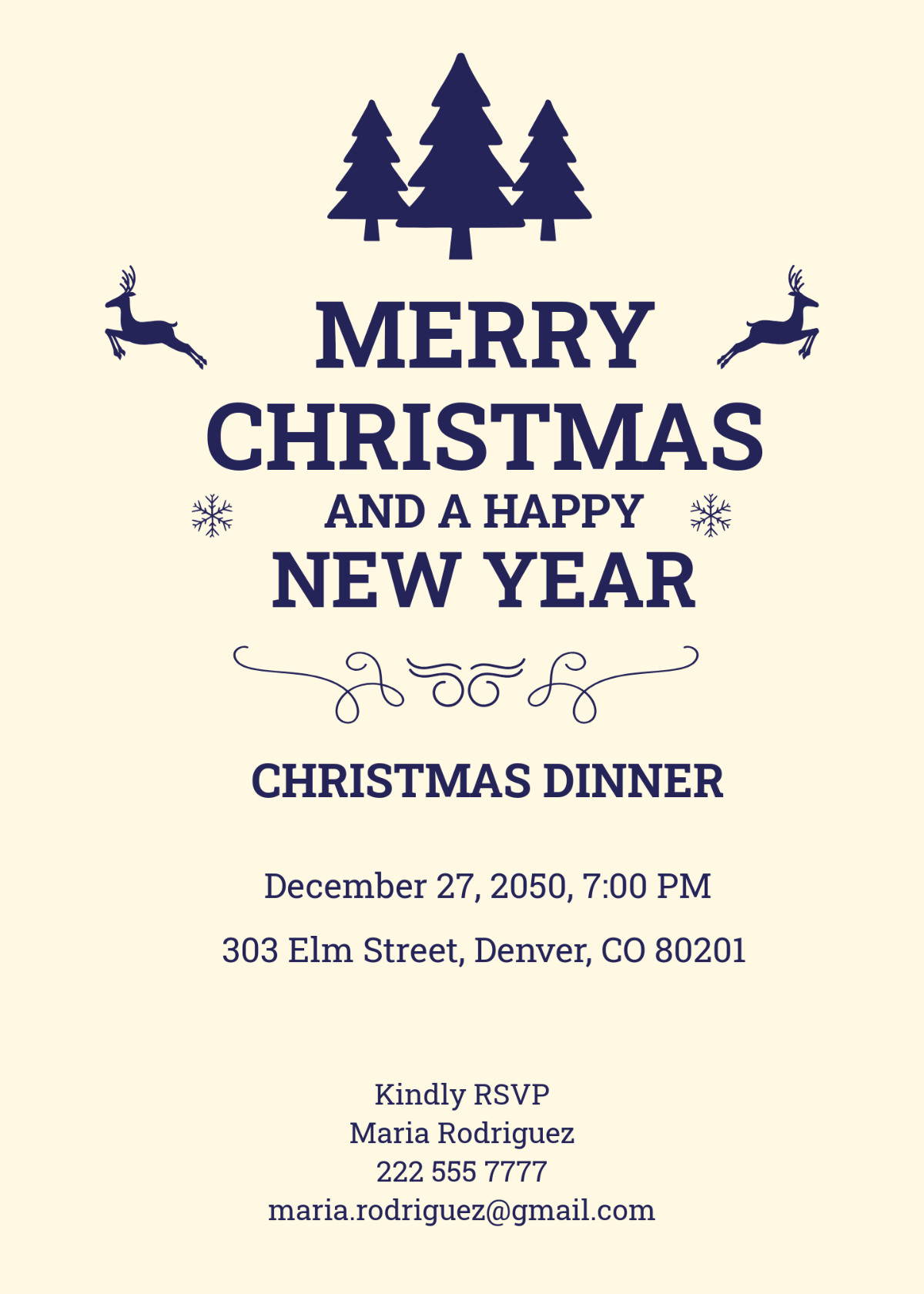 Free Christmas Dinner Invitation Template Edit Online Download 