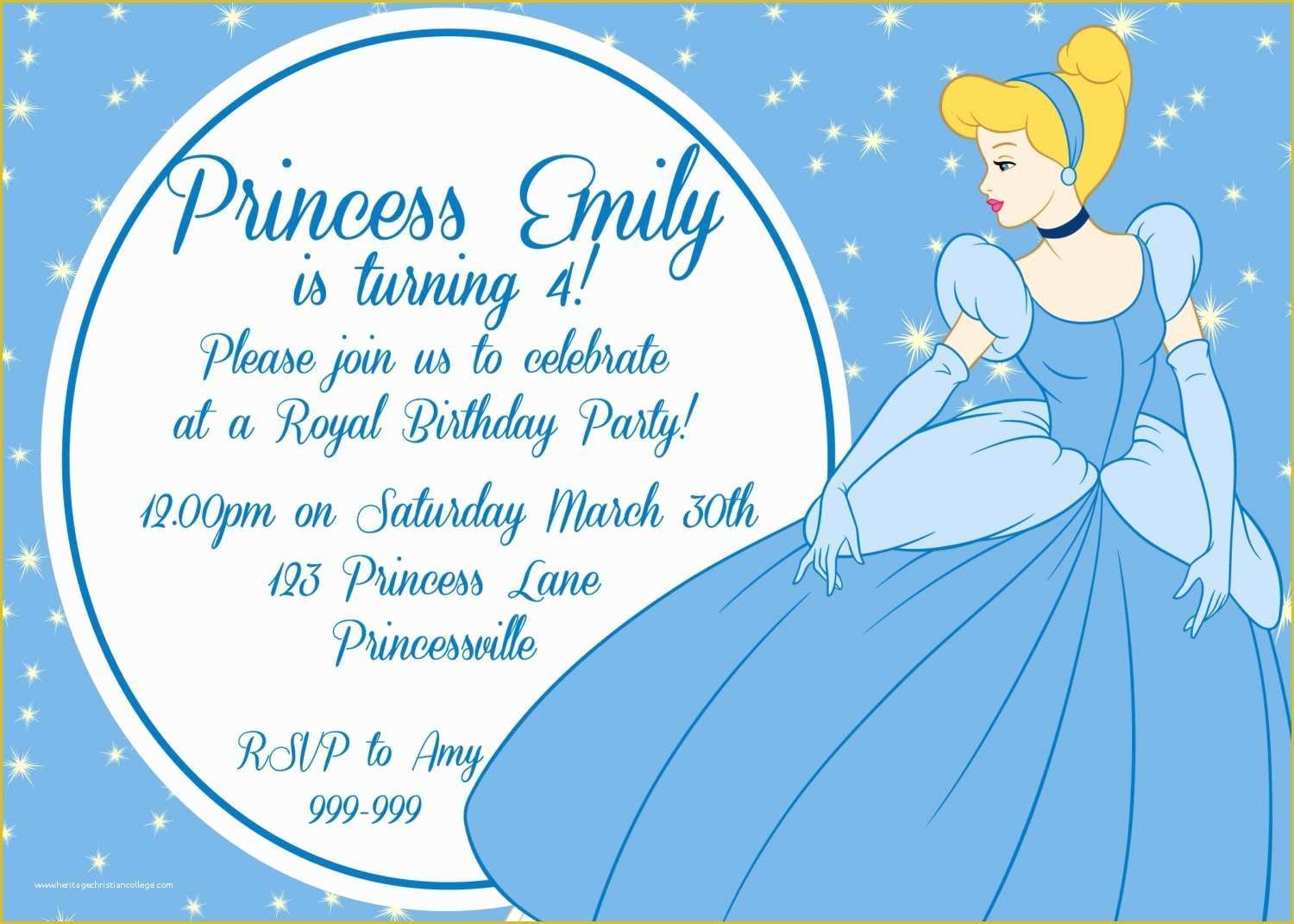 Free Cinderella Birthday Invitation Template Of Cinderella Birthday