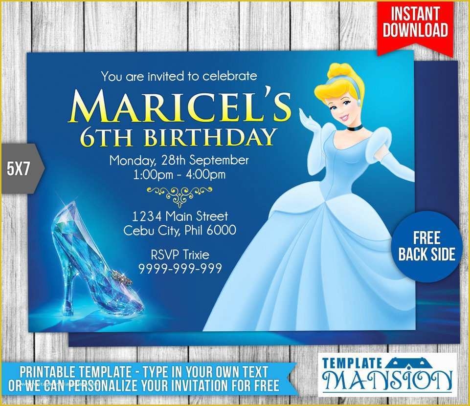 free cinderella birthday invitation template