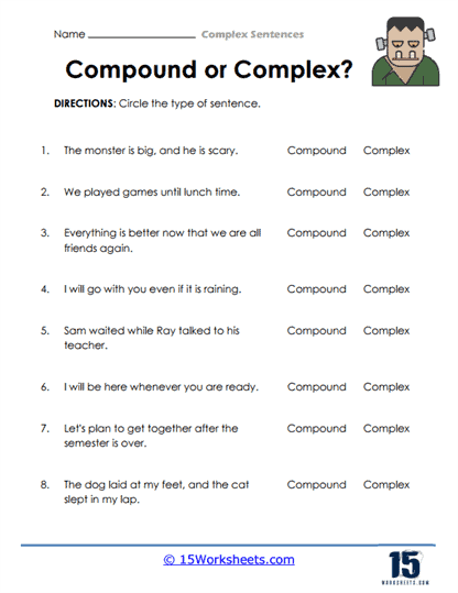 Free Compound Complex Simple Sentences Worksheet Download Free 