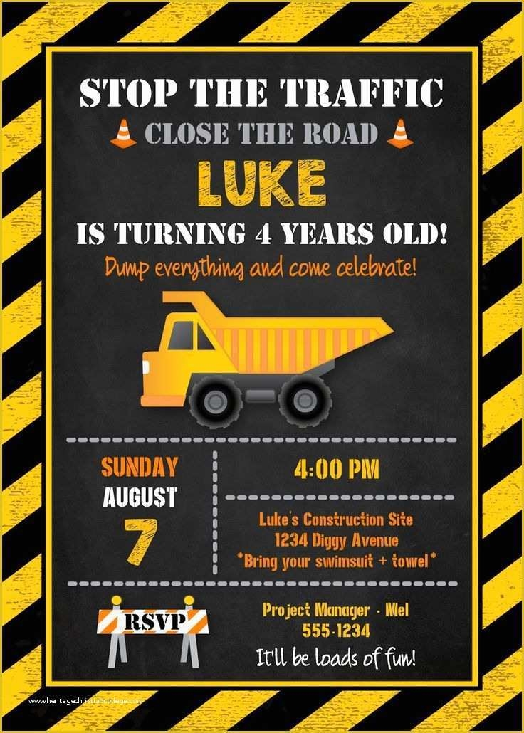 Free Construction Party Templates Of Free Printable Construction Party 