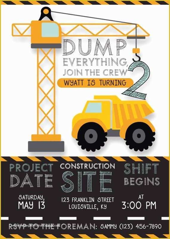 free printable construction birthday invitation templates