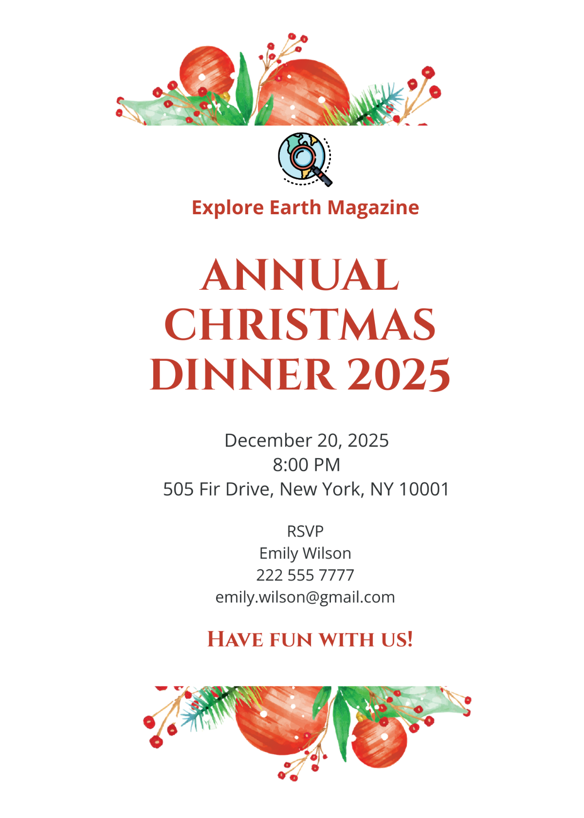 free christmas dinner invitation template