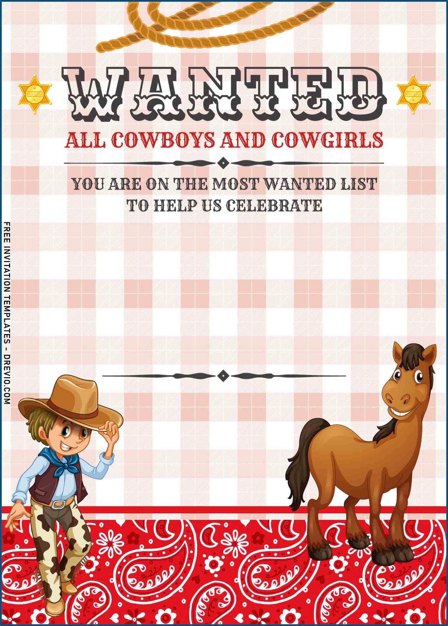 Free Cowboy Birthday Invitation Templates Invitations Resume 