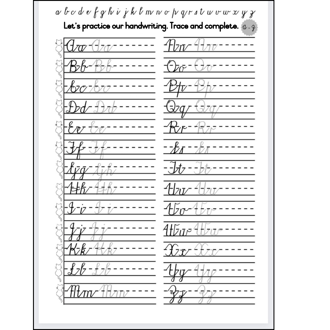 cursive practice worksheet