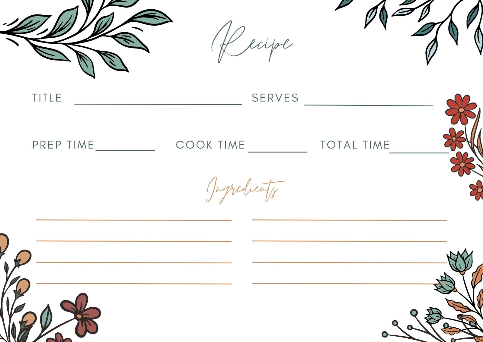 Free Custom Printable Recipe Card Templates Online Canva 