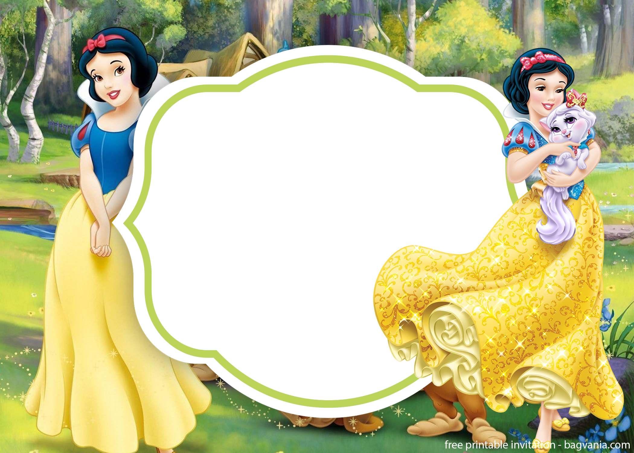 FREE Cute Snow White Invitation Template FREE Printable Birthday