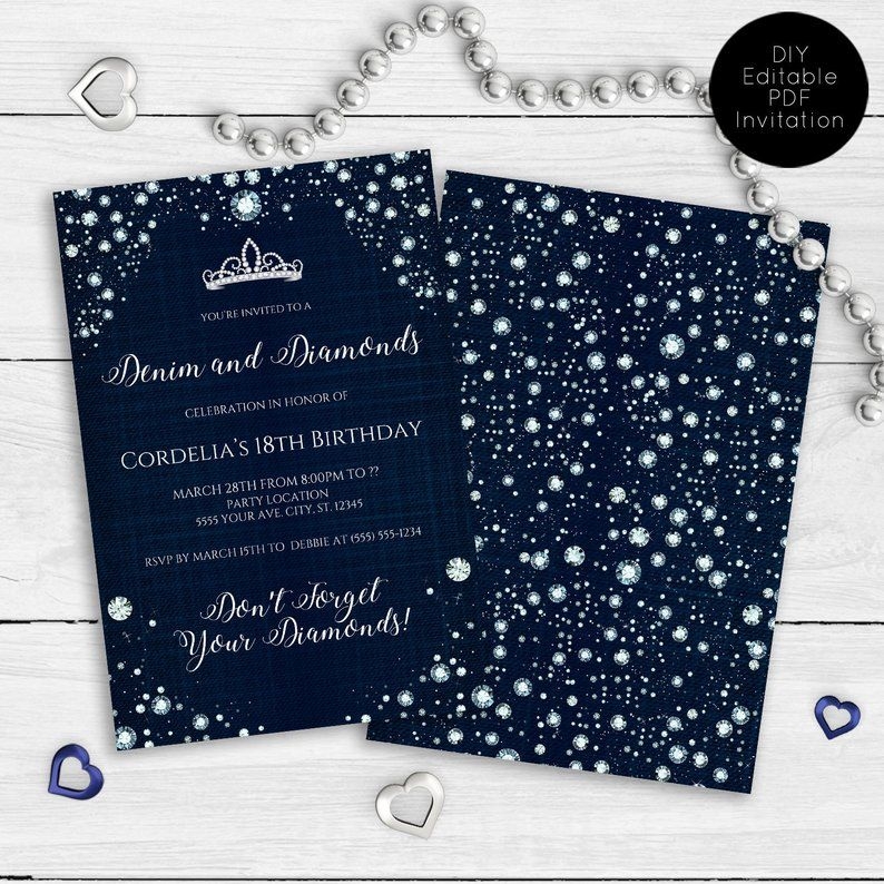 Free Denim And Diamonds Invitation Templates