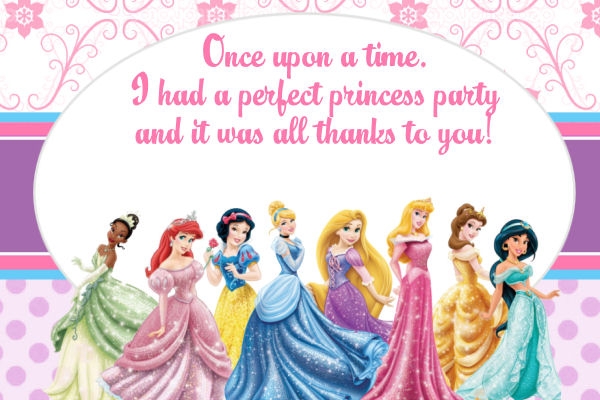 printable princess thank you cards