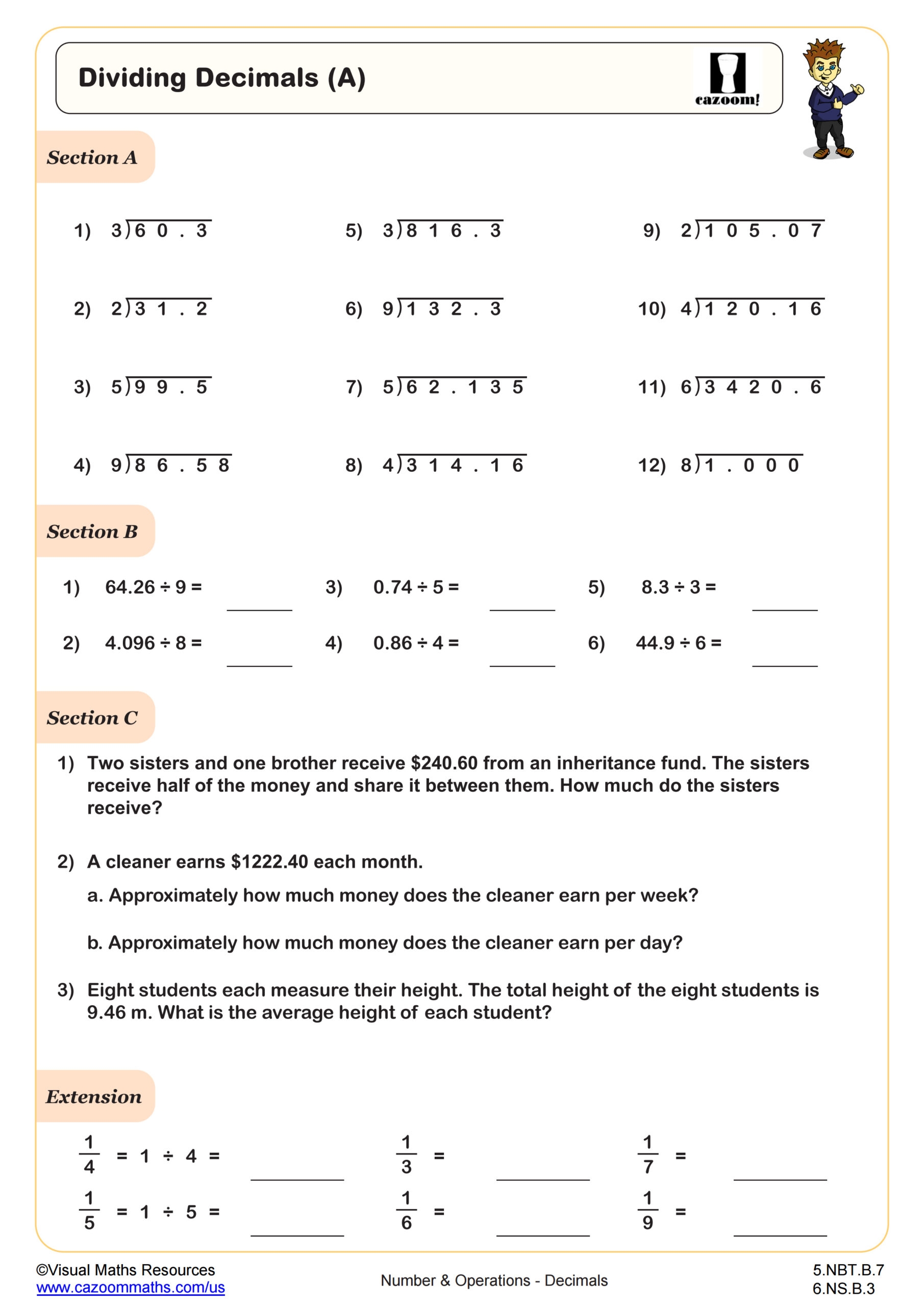 Free Dividing Decimals Worksheet With Answers Download Free Dividing 