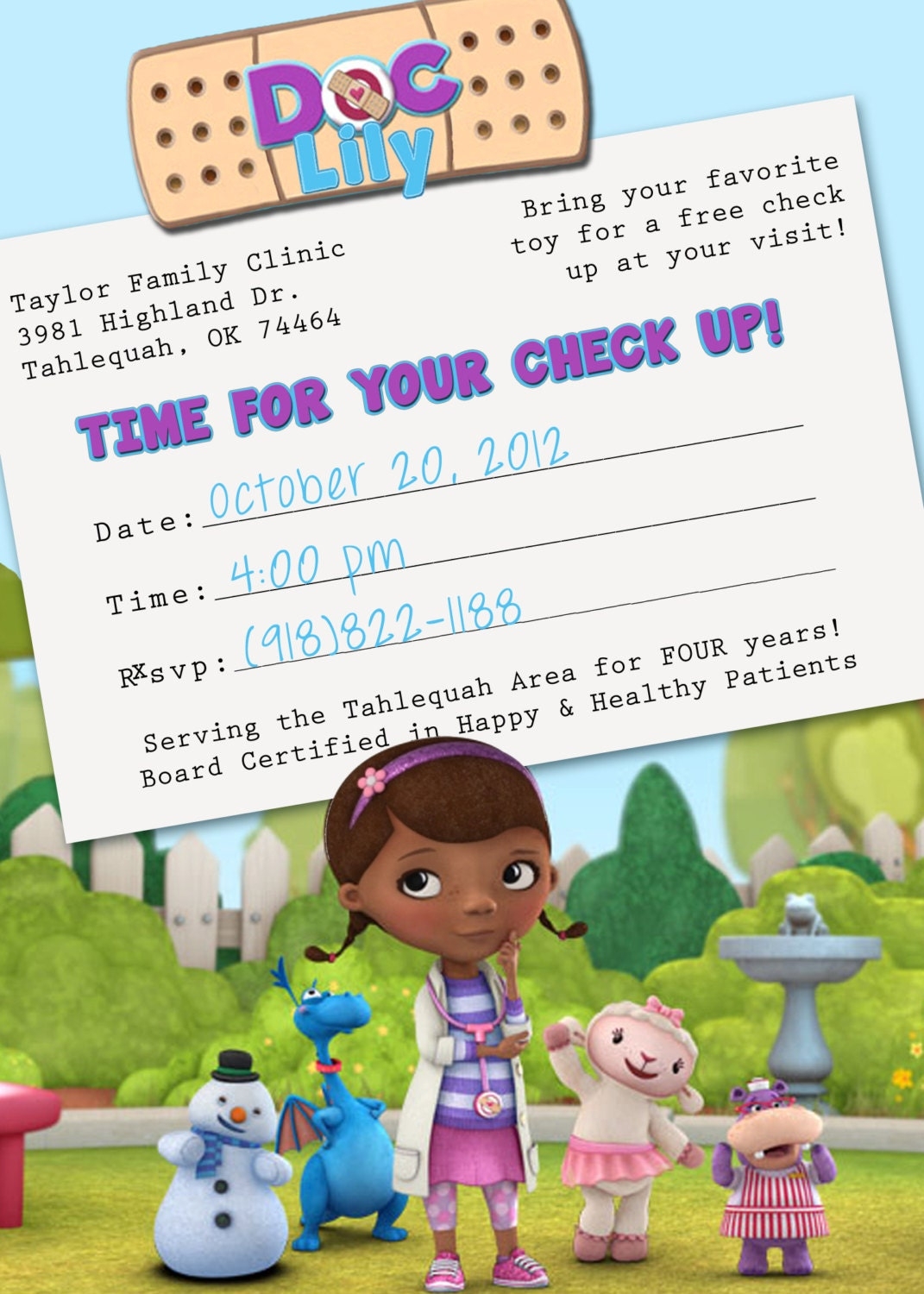 Free Doc Mcstuffins Invitation Templates DocTemplates