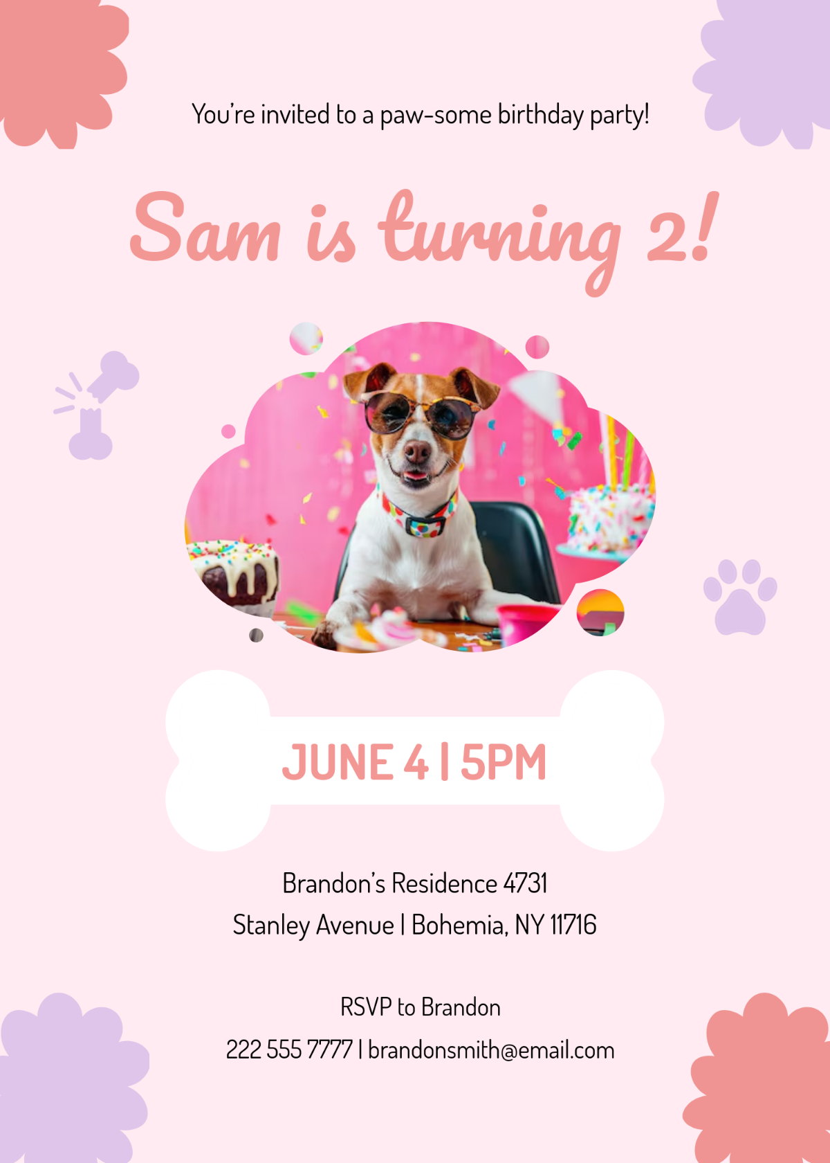 Free Dog Birthday Party Invitation Template To Edit Online