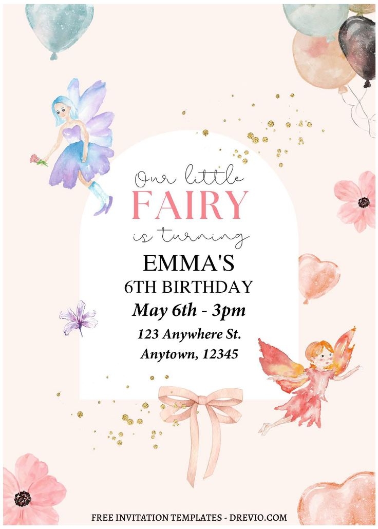 Free Download Magical Fairy Birthday Invitation Templates