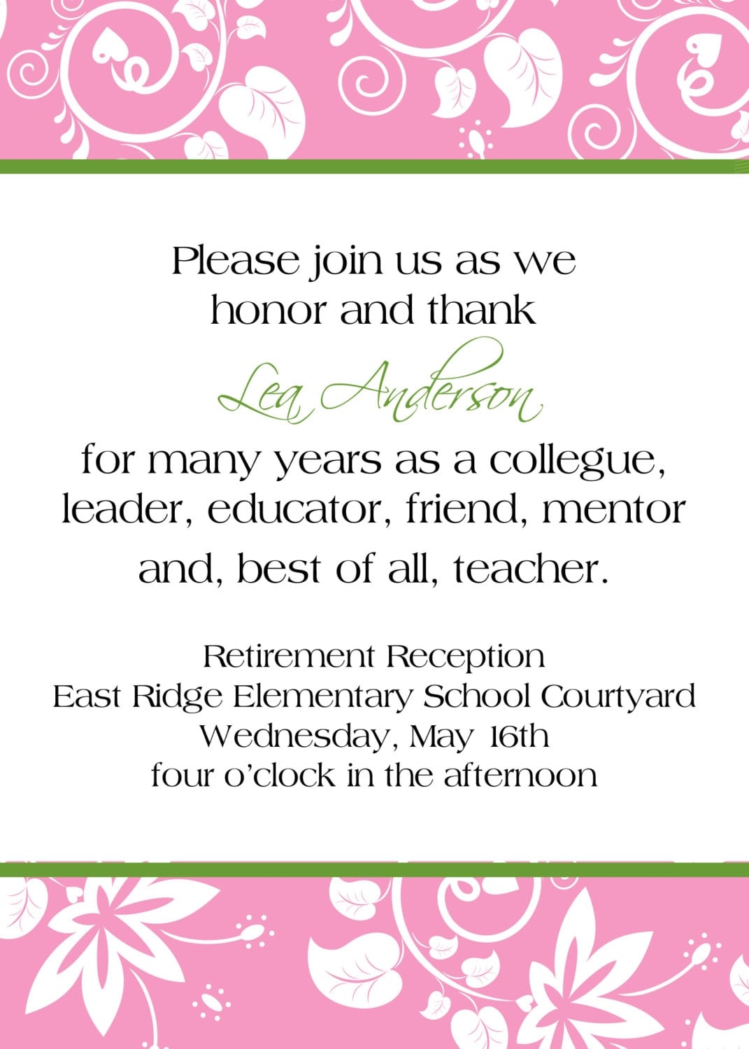 Free Downloadable Retirement Invitation