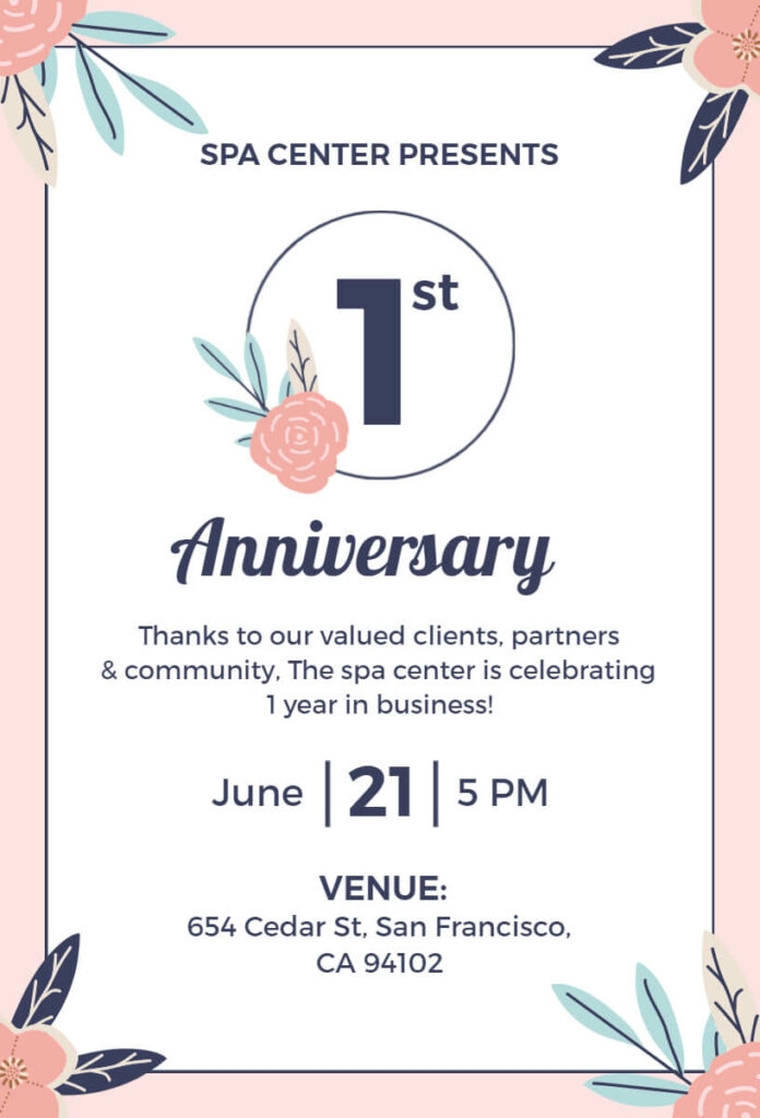 Free Editable Anniversary Invitation Templates
