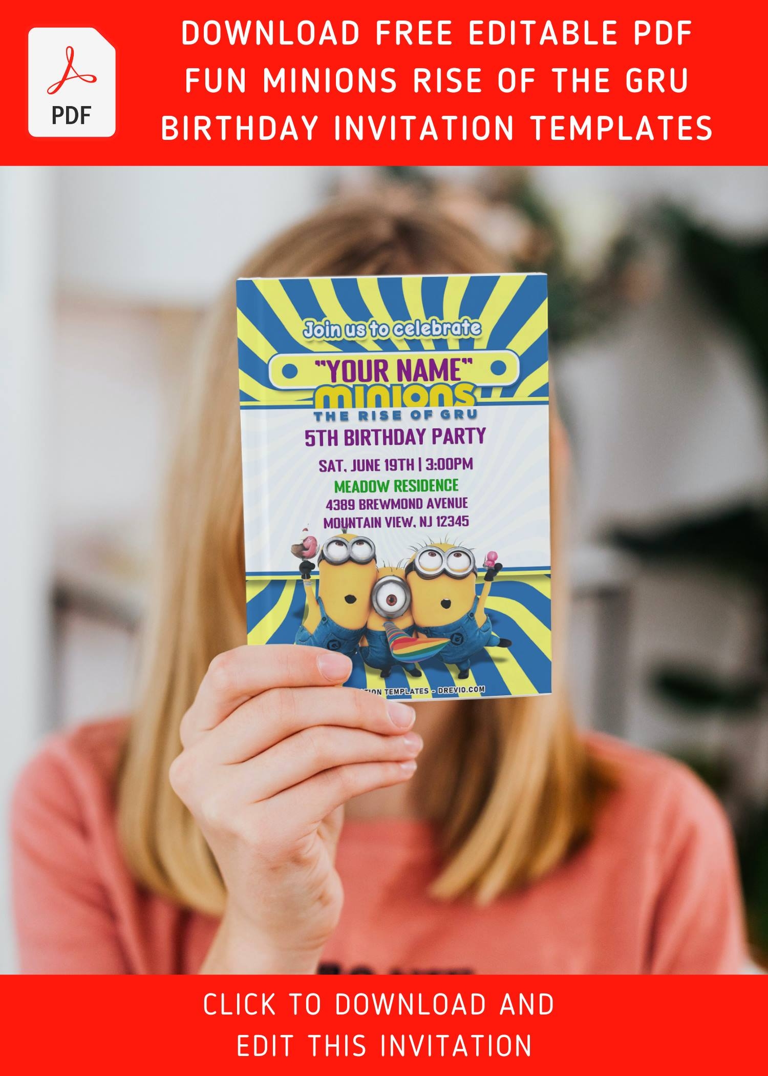 Free Editable PDF Minions Rise Of The Gru Invitation Templates