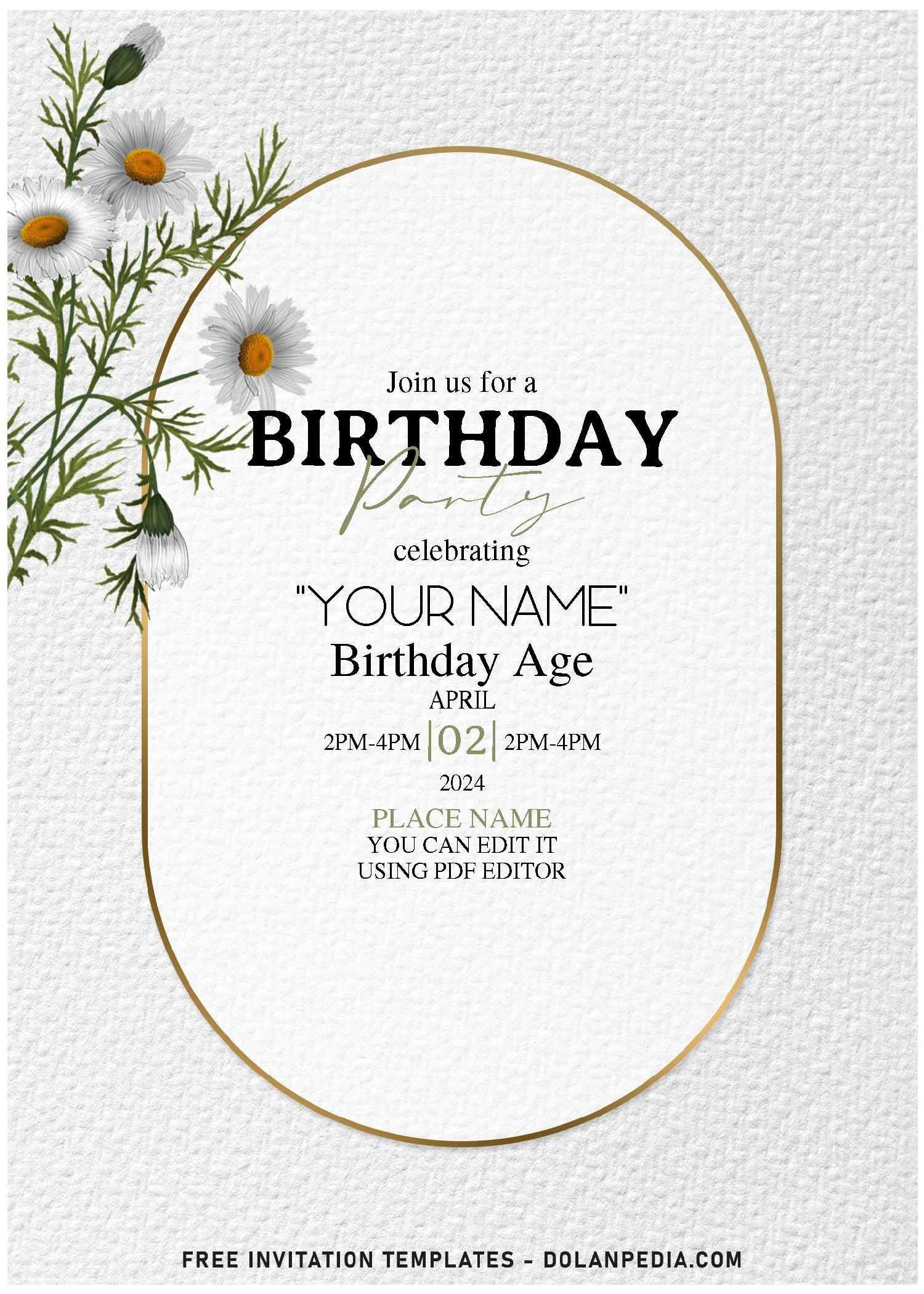  Free Editable PDF Spring Daisy Flower Birthday Invitation Templates 