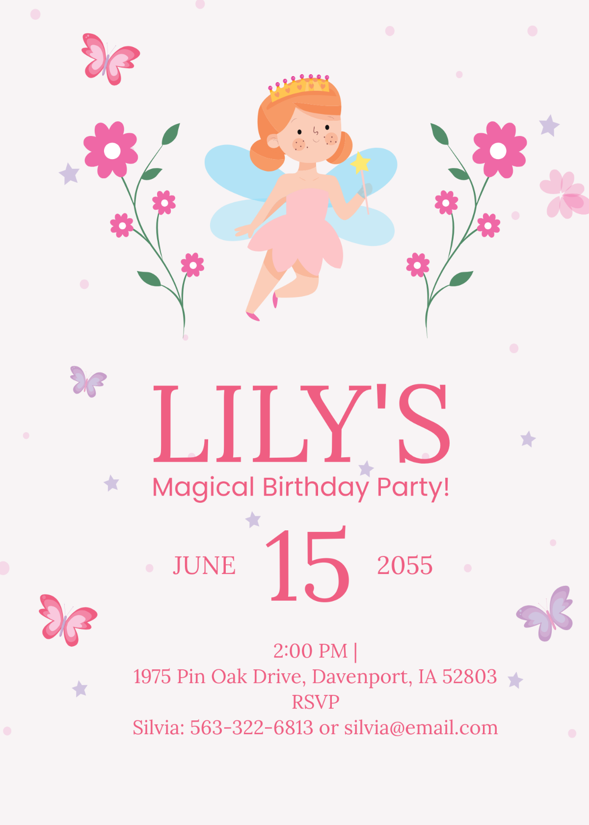 fairy birthday invitation template