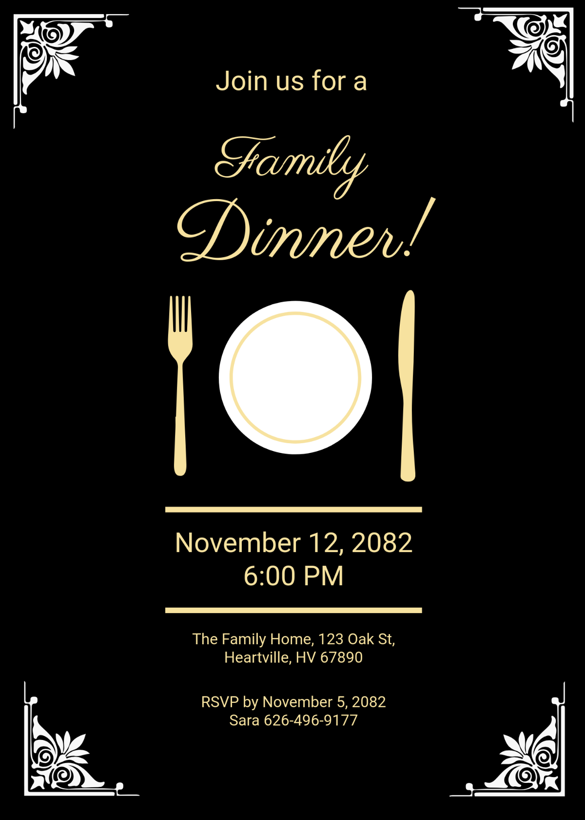 Free Family Dinner Invitation Template To Edit Online