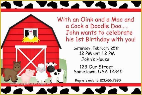 Free Farm Birthday Invitation Templates Of Barnyard Birthday 