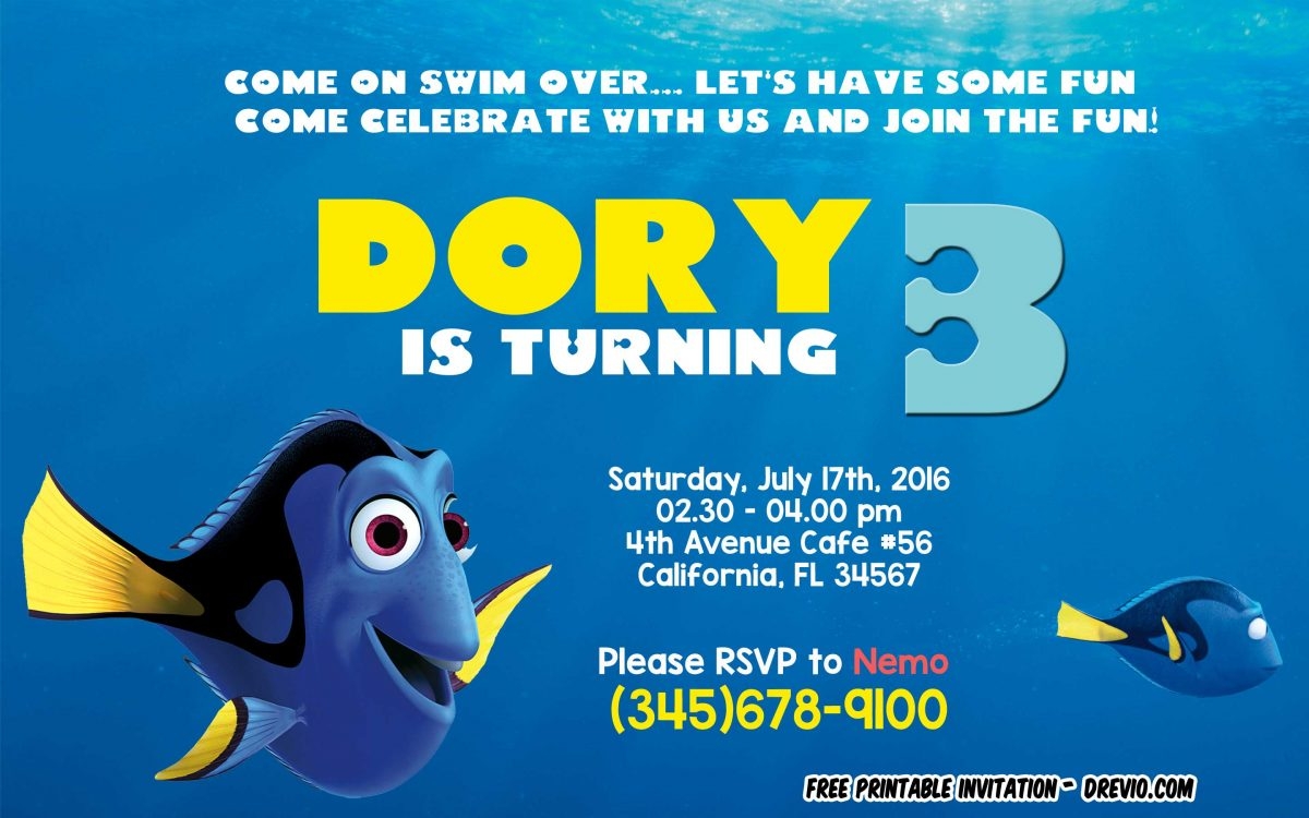 FREE Finding Dory Invitation Template PSD