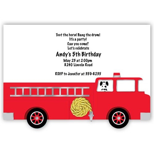Free Fire Truck Birthday Invitation Templates Velofilecloud