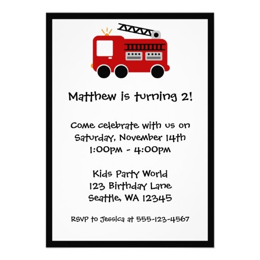 Free Fire Truck Birthday Invitation Templates Velofilecloud