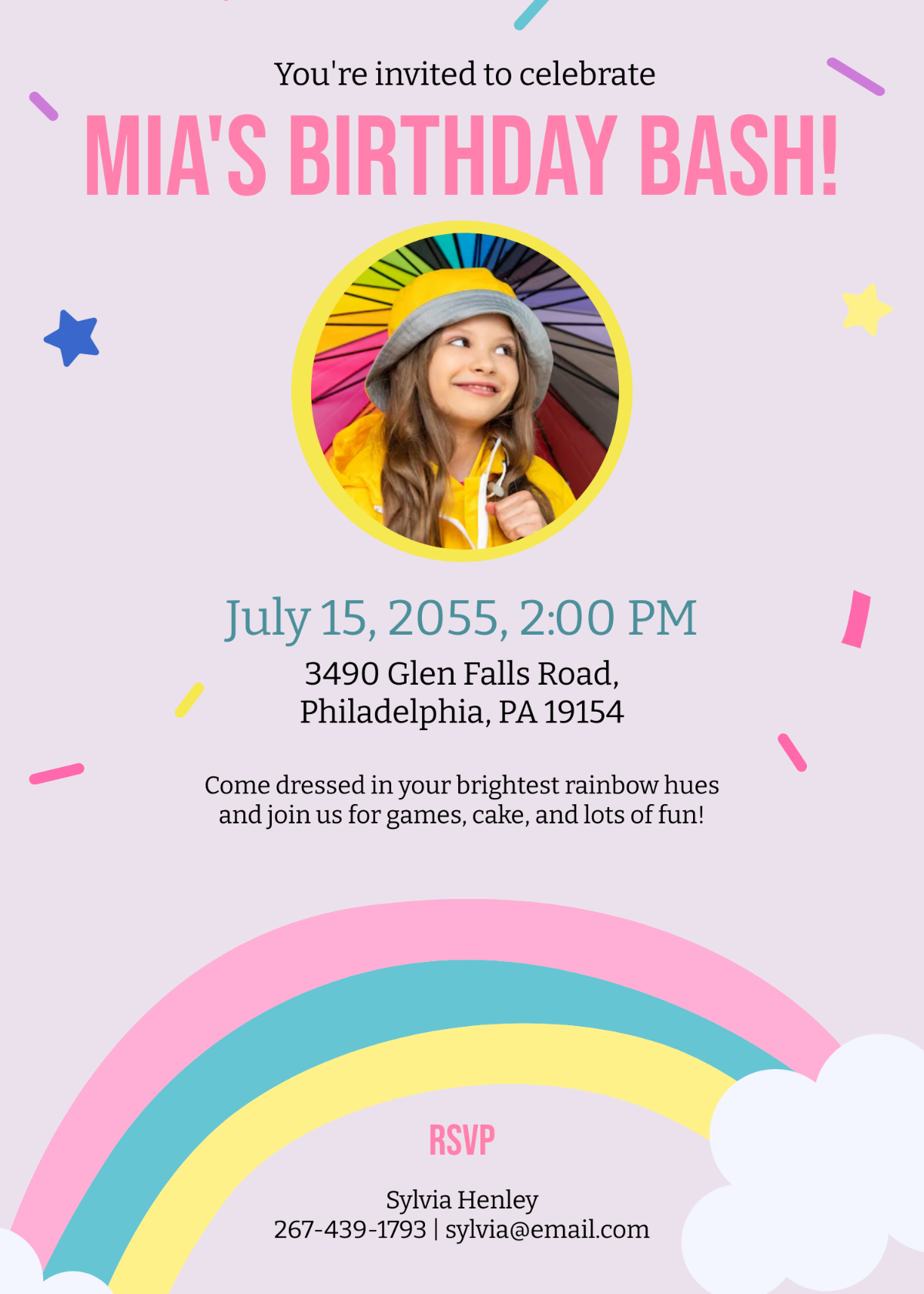 Free First Birthday Rainbow Invitation Template To Edit Online