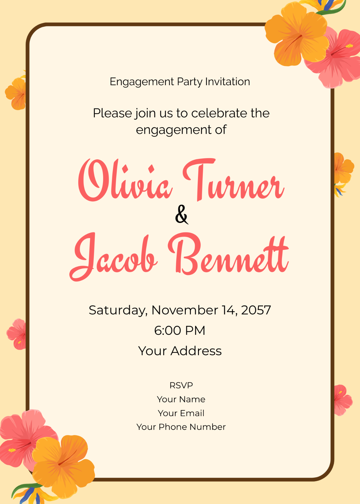 Free Floral Engagement Party Invitation Template To Edit Online